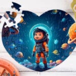 puzzle inimă personalizat cadou copii cu ilustrație și nume