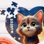 puzzle inimă personalizat cadou copii cu ilustrație și nume