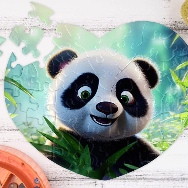 puzzle inimă personalizat cadou copii cu ilustrație și nume