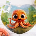 puzzle inimă personalizat cadou copii cu ilustrație și nume