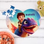 puzzle inimă personalizat cadou copii cu ilustrație și nume