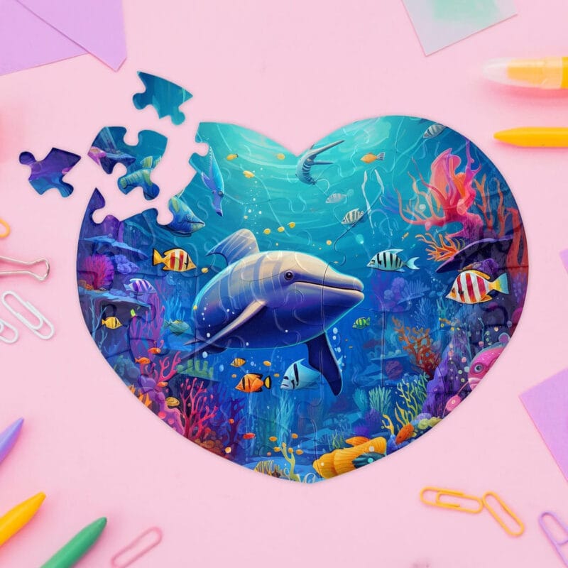 puzzle inimă personalizat cadou copii cu ilustrație și nume