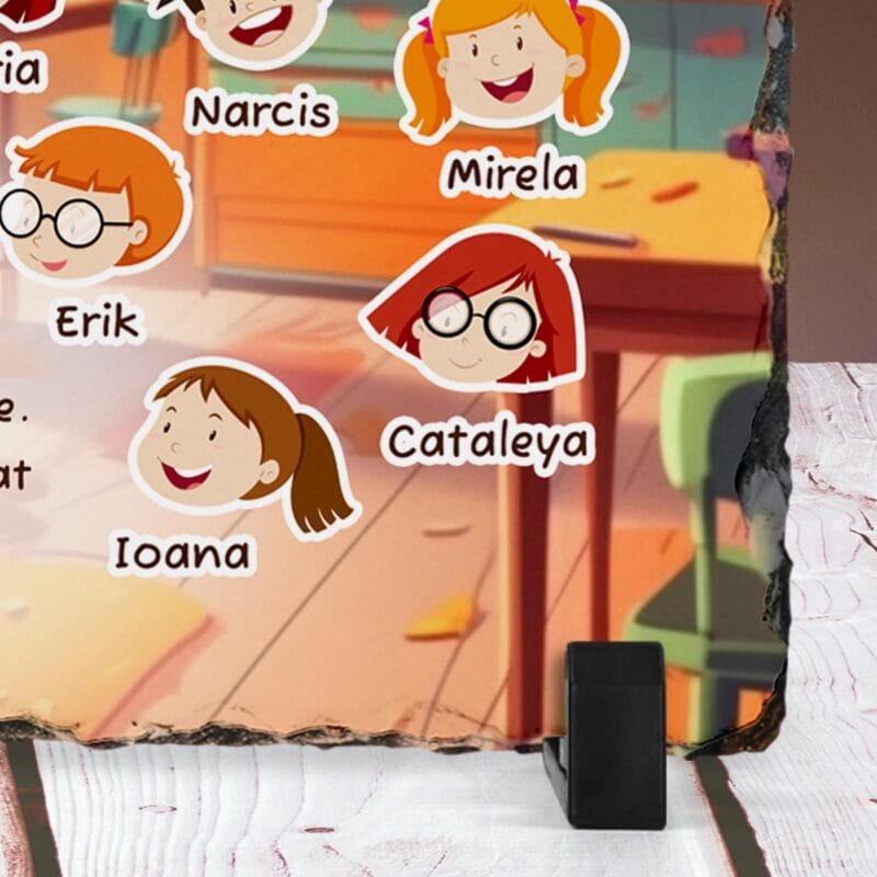 ardezie cadou personalizată pentru Învățătoare cu toți copii clasei