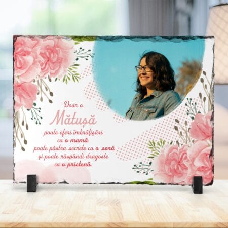 ardezie personalizată cu poză și mesaj pentru mătușă