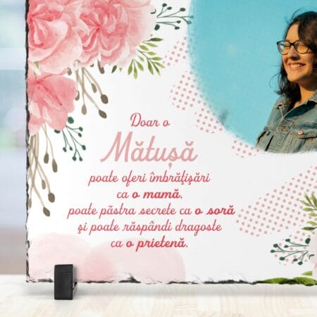 ardezie personalizată cu poză și mesaj pentru mătușă