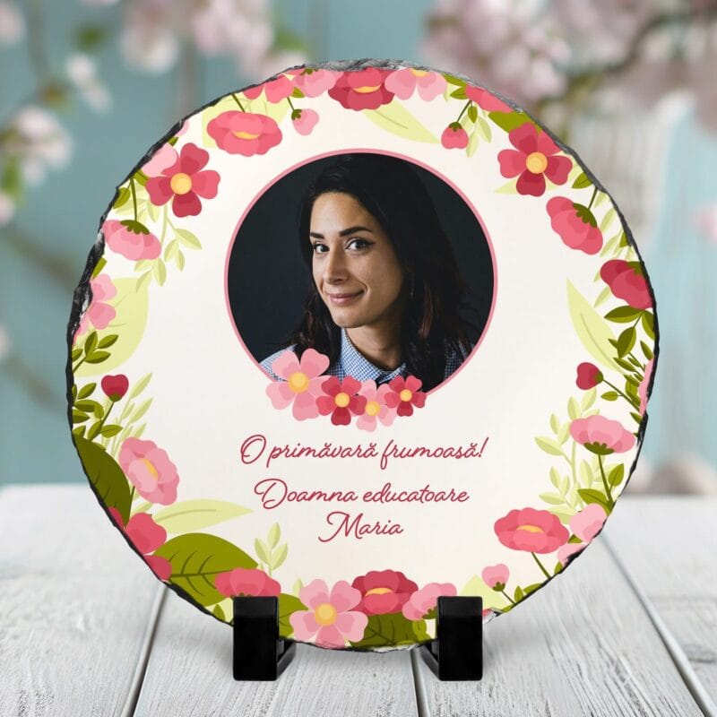 ardezie rotundă personalizată pentru educatoare