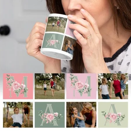 cană personalizată cu 4 poze pentru mama