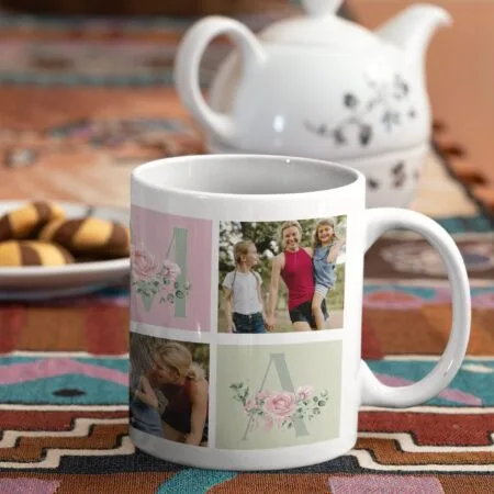 cană personalizată cu 4 poze pentru mama