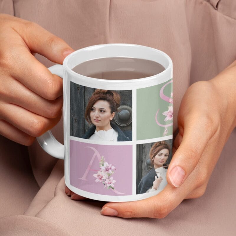 cană personalizată cu 4 poze pentru nașa