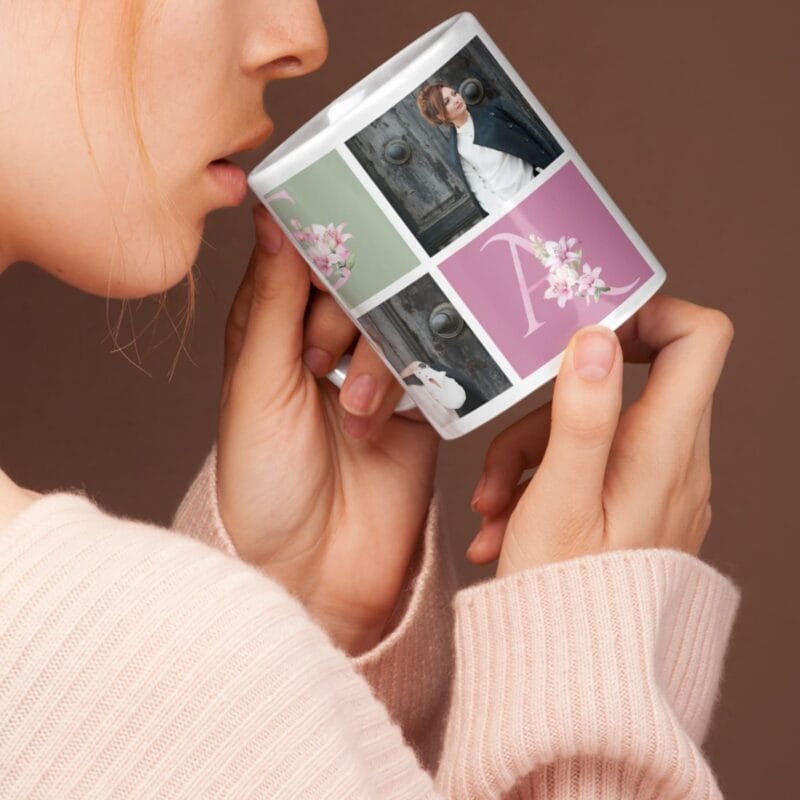 cană personalizată cu 4 poze pentru nașa