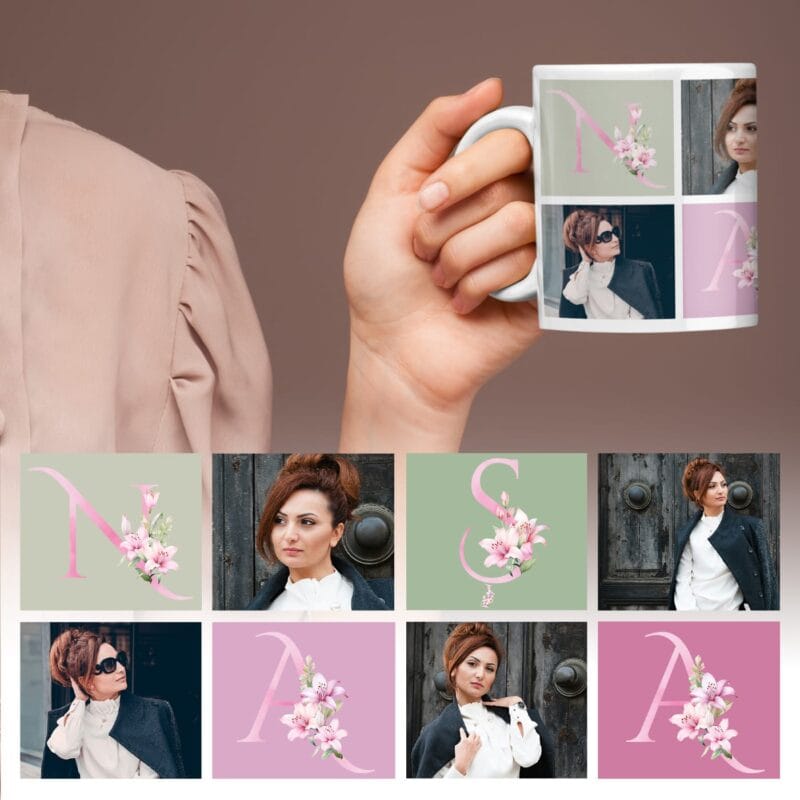 cană personalizată cu 4 poze pentru nașa