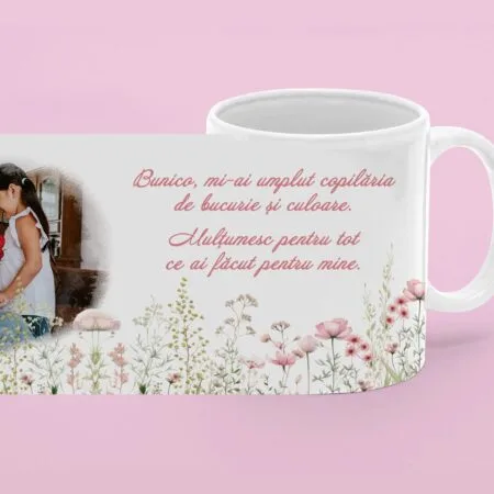 cană personalizată pentru bunica cu mesaj de la nepoțică