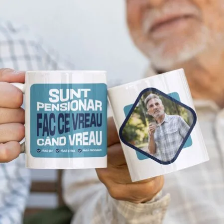 cană personalizată sunt pensionar și fac ce vreau