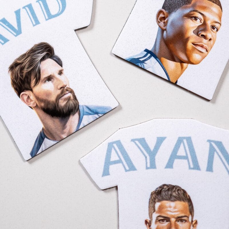 magnet personalizat cu nume și fotbalistul preferat