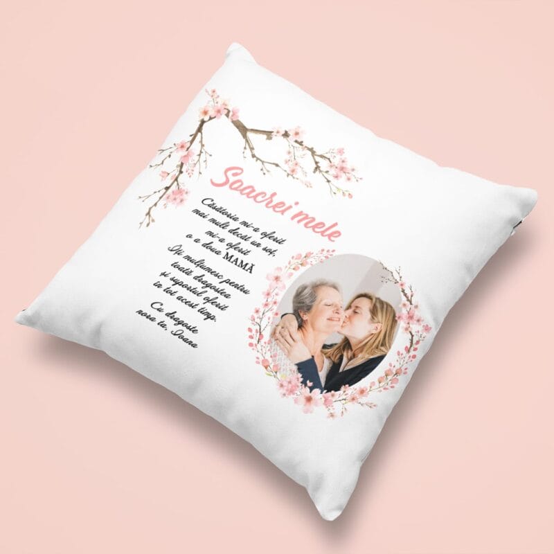 pernă personalizată cu mesaj pentru soacră