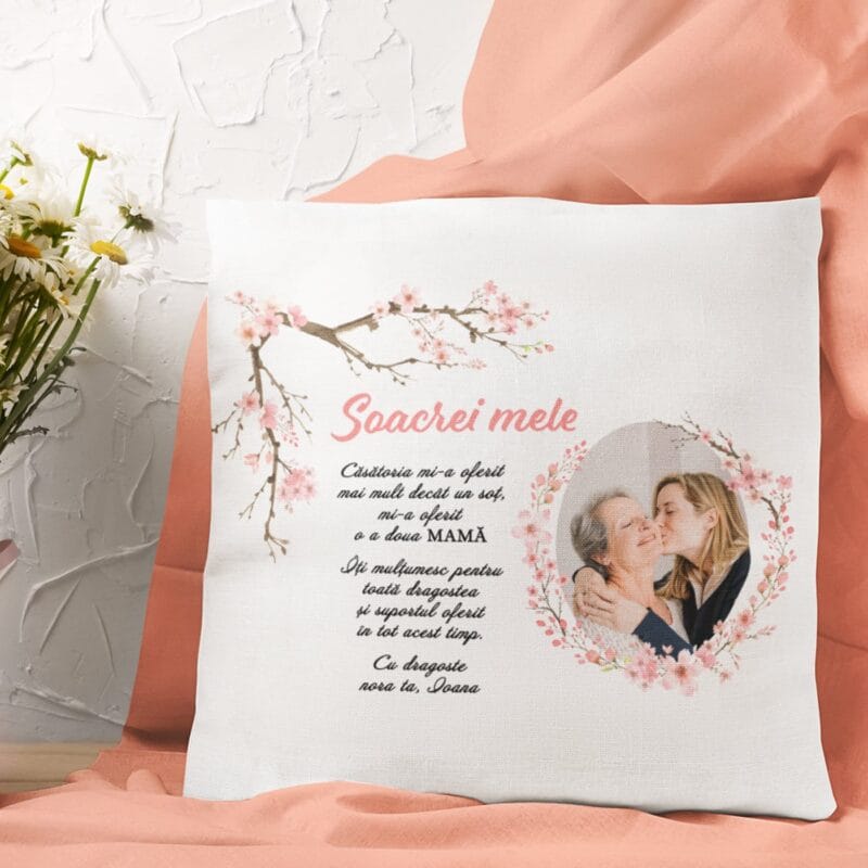 pernă personalizată cu mesaj pentru soacră