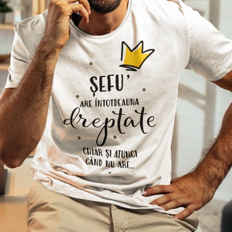 set personalizat cu cană, tricou și breloc pentru Șefu'