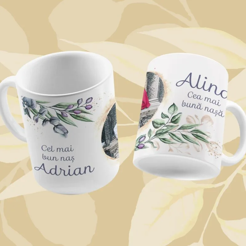 set personalizat pentru nași cu ardezie și căni