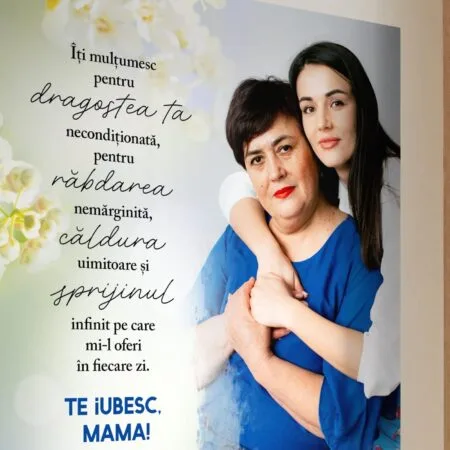 tablou canvas personalizat cu poză și mulțumiri pentru mama