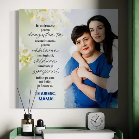 tablou canvas personalizat cu poză și mulțumiri pentru mama