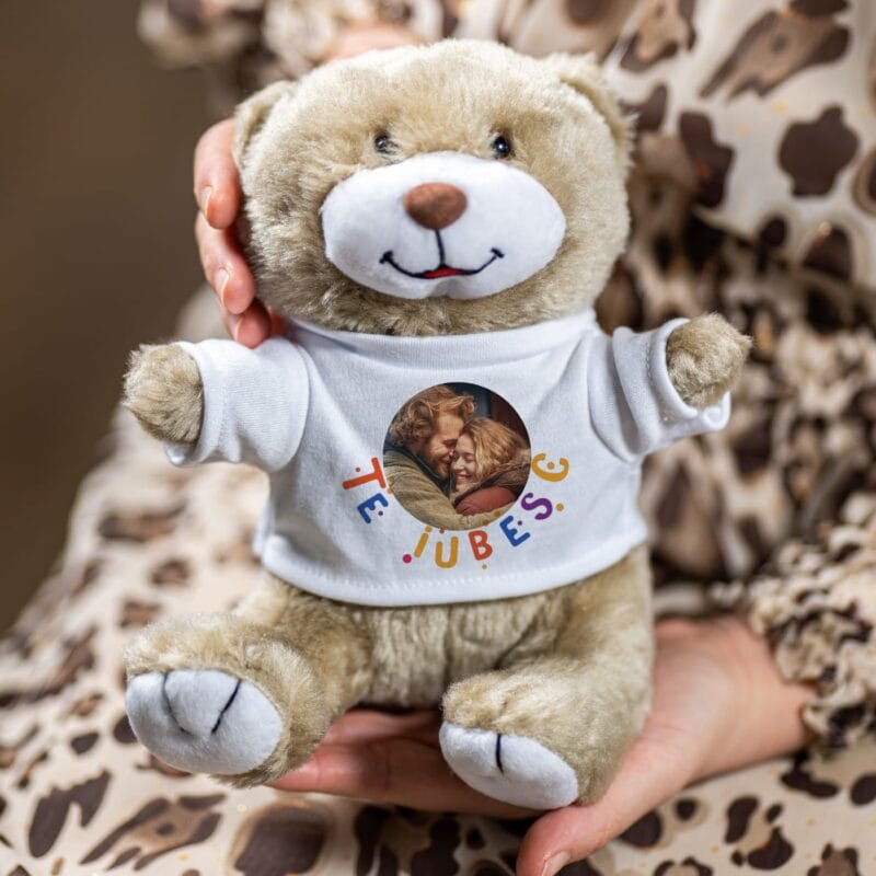 ursuleț de pluș personalizat cu o poză și urare
