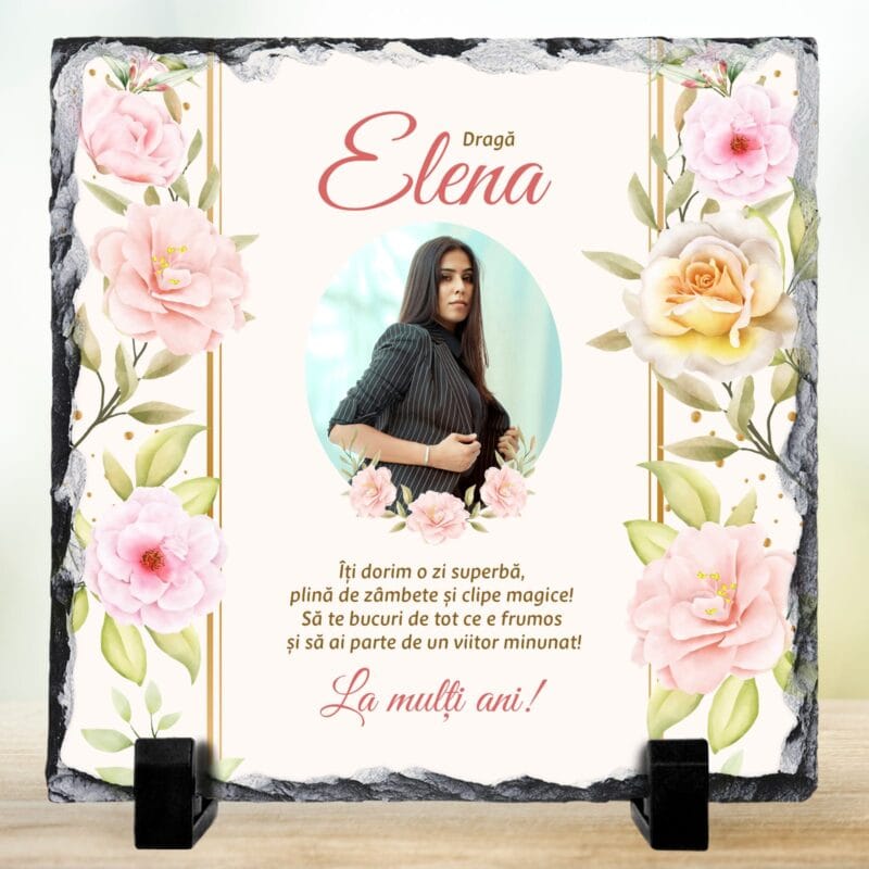 piatră personalizată patrată la multi ani elena (copiază)