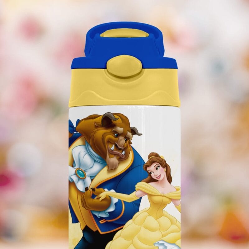 bidon cu pai și capac colorat personalizat frumoasa și bestia