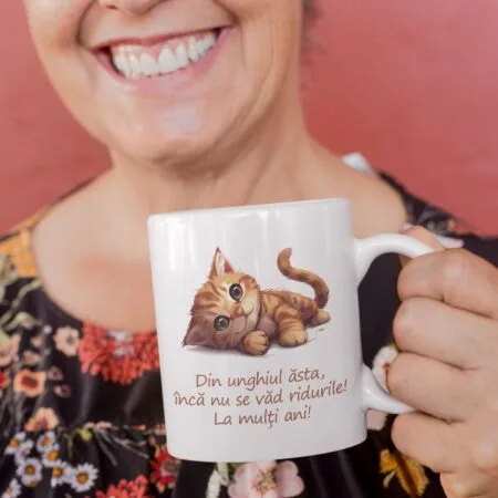 cană personalizată cu pisicuță și urare