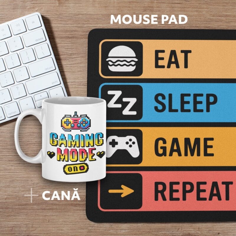 set personalizat mouse pad și cană gaming mode on