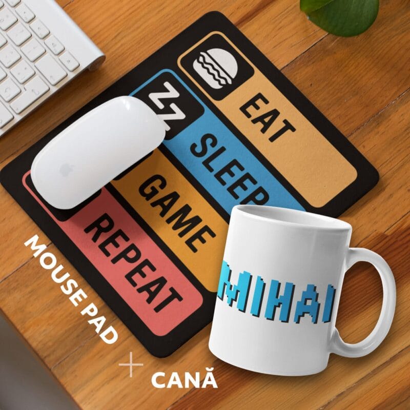 set personalizat mouse pad și cană gaming mode on