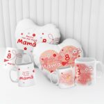 set personalizat cu pernă inimă și cană pentru cea mai bună mamă