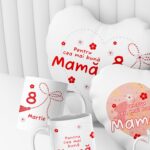 set personalizat cu pernă inimă și cană pentru cea mai bună mamă