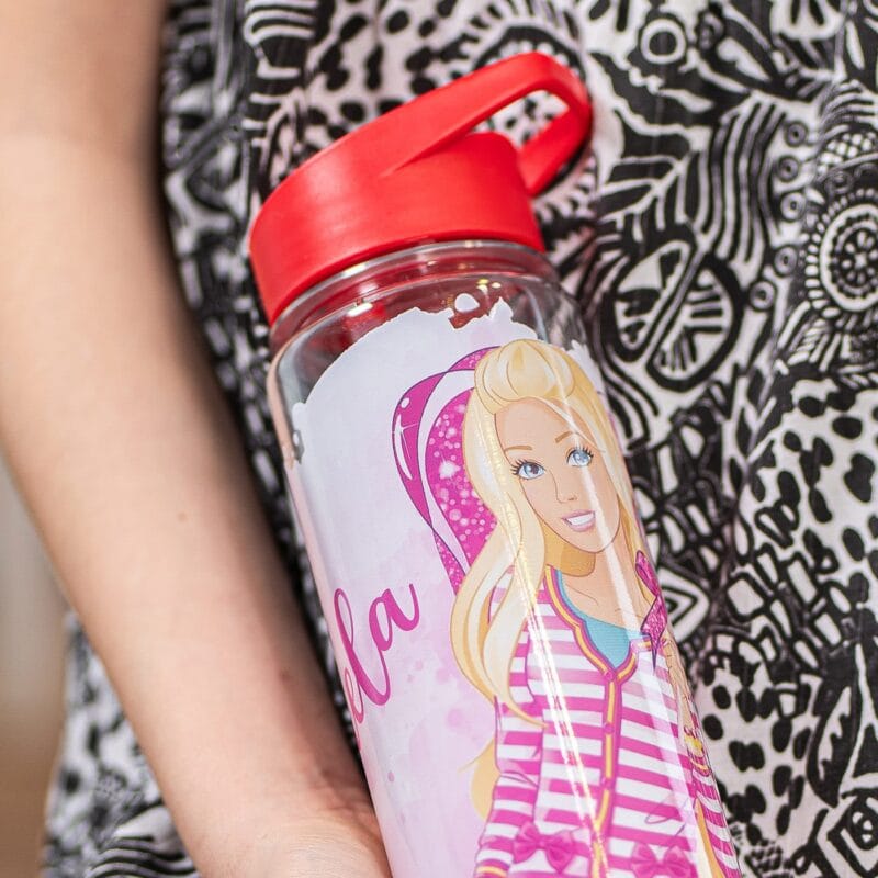 sticlă de apă personalizată cu nume model barbie