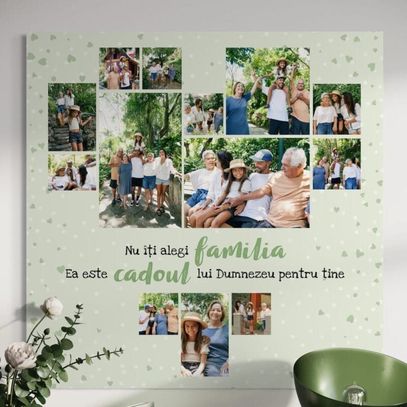 tablou canvas colaj personalizat familia cadoul lui dumnezeu
