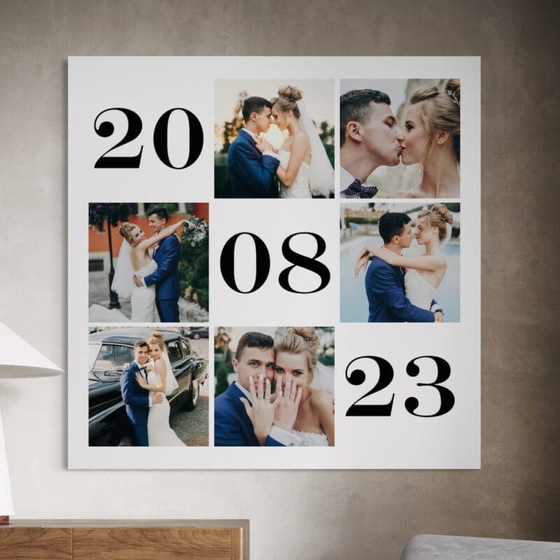 tablou canvas colaj personalizat cu data nunții