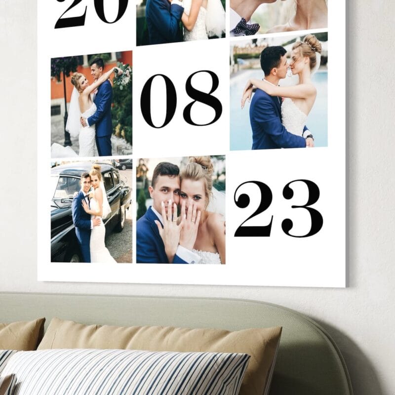 tablou canvas colaj personalizat cu data nunții