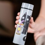 termos personalizat cu pisică și mesajbeau non-stop