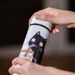 termos personalizat cu pisică și mesajbeau non-stop