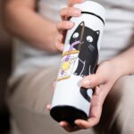 termos personalizat cu pisică și mesajbeau non-stop