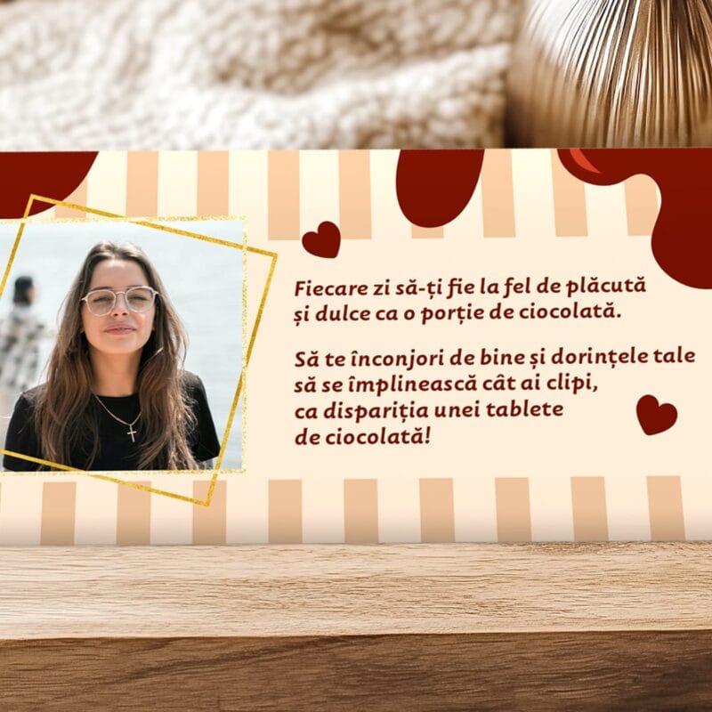 ciocolată personalizată cu poză și mesaj