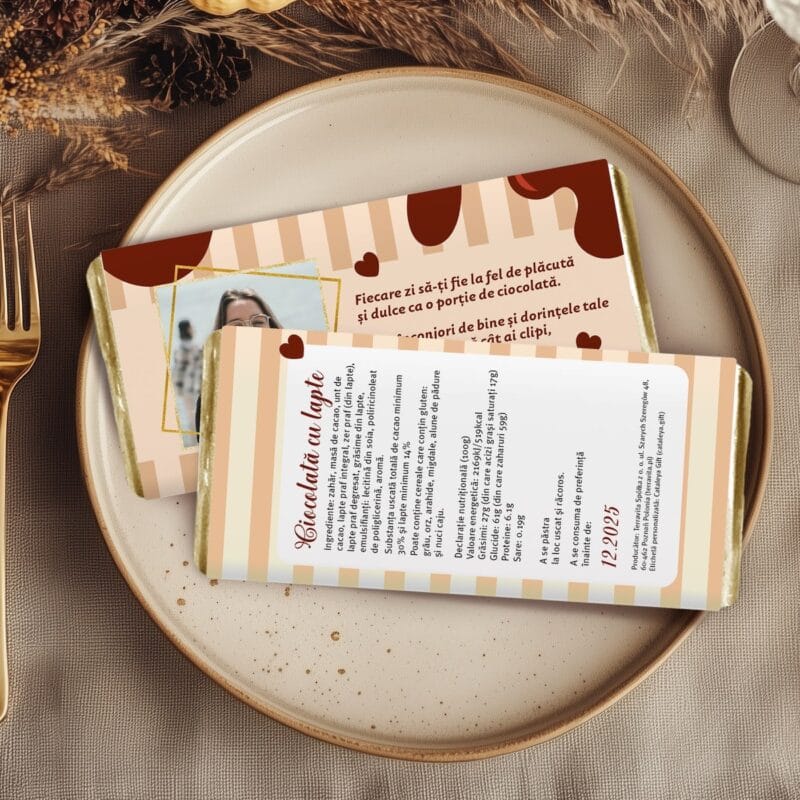 ciocolată personalizată cu poză și mesaj
