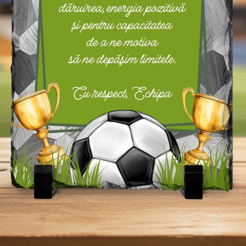 piatră personalizată de mulțumire pentru antrenorul de fotbal