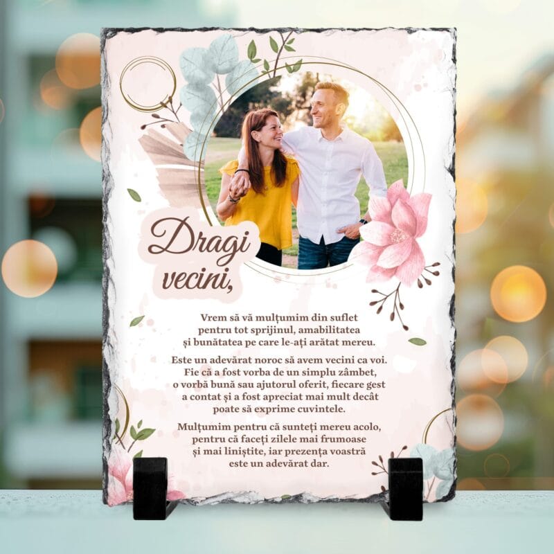 piatră personalizată de mulțumire pentru vecini