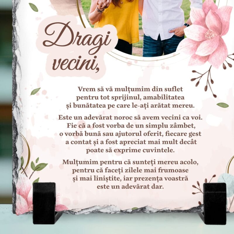 piatră personalizată de mulțumire pentru vecini