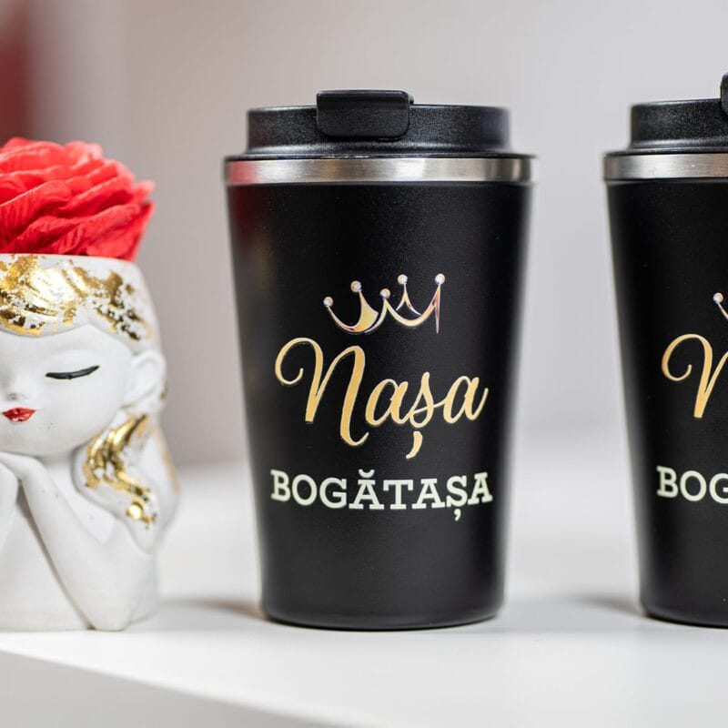 set căni termos personalizate pentru nași