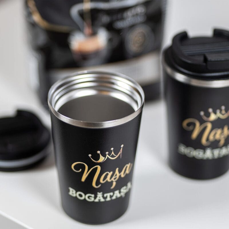 set căni termos personalizate pentru nași