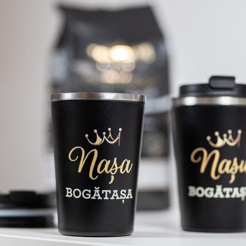 set căni termos personalizate pentru nași