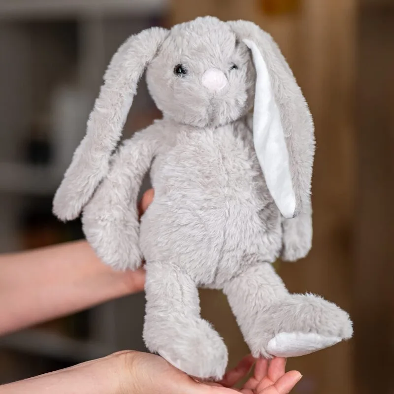 set personalizat cu cană emailată și iepuraș moale din pluș