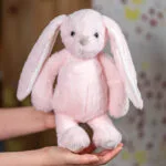 set personalizat cu cană emailată și iepuraș moale din pluș