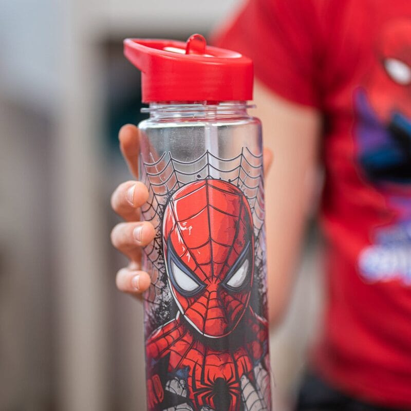 sticlă cu pai și capac colorat personalizată cu nume și spider man